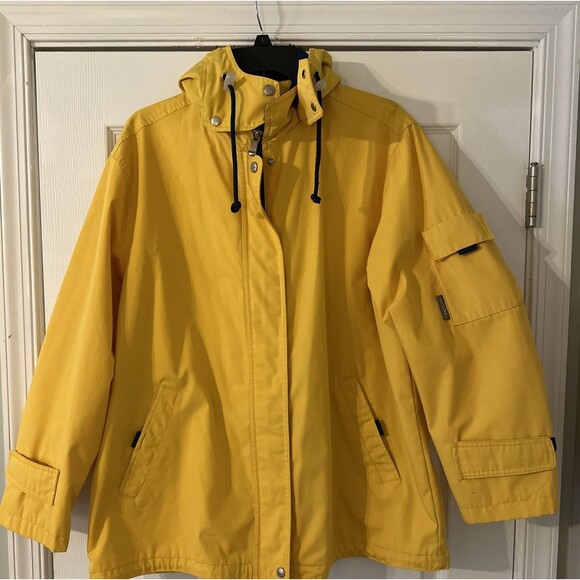Pacific Trail Women L Outdoor Wear Wind Breaker Rain Coat Hooded Jacket Yellow - Picture 1 of 16
